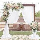 White Chiffon Backdrop Curtain 2 Panels 4.9ft x 10ft Sheer Backdrop Fabric Drapes for Wedding Party Background Decoration