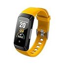 HCPQQ TM01 Smart Watch Impermeabile Frequenza Cardiaca Pressione Sanguigna Fitness Tracker ECG Uomo Donna Smartwatch 24 ore Temperatura corporea (nero) (giallo)