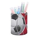Portugal Flag Soccer Goa Cute Desk Pen Holder Round Desktop Pencil Cup Storage Supplies Organizers for Office Home Decor