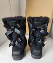 UGG Australia BAILEY BOW II Black SUEDE BOOTS, Women’s Size 8 With Box