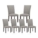 COLAMY Upholstered Parsons Dining Chairs Set of 6, Fabric Dining Room Kitchen Side Chair with Nailhead Trim and Wood Legs - Boho