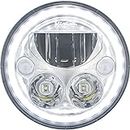 Vision X Lighting (XMC-7RD) 7" Round VX Motorcycle LED Headlight w/Low-High-Halo, Single Light, Polished Chrome Face