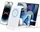 GAUOLN Wireless Charger for iPhone - 5 in 1 Charging Station for Multiple Devices Apple: Fast Wireless Charging Stand Dock for iPhone 15 14 13 12 Pro Max Apple Watch Airpods(White)