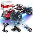 DEERC 1:14 High Speed Remote Control Car 25MPH, Fast Shark RC Cars with Colorful Led Lights, 4X4 RTR All Terrains Off-Road RC Monster Truck, 2 Batteries 40 Minutes Play for Adults Boys