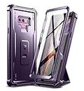Dexnor Compatible with Samsung Galaxy Note 9 Case with Built-in Screen Protector Military-Grade 360 Full Body Shockproof Bumper Protection Cover with Stand - Purple