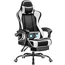 Homall Gaming Chair, Video Game Chair with Footrest and Massage Lumbar Support, Ergonomic Computer Chair Height Adjustable with Swivel Seat and Headrest (White)