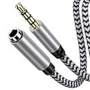 HOOTEK Headphone Extension Cable 6FT 3.5mm Male to Female Stereo Audio Extension Cable with Microphone Nylon Braided Aux Adapter Extender Cord for Headset iPhone iPad Smartphones Tablets Media Players