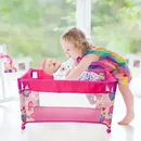 Baby Doll Crib Toy for 45cm/18'' Dolls Pink Baby Doll Bed with Carry Bag Toy Crib Doll Furniture for