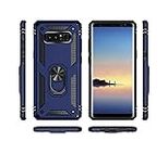 Helix Polycarbonate Hard Case For Samsung Galaxy Note 8, Shockproof Ring Case, Heavy Duty Bumper Case With Kickstand For Samsung Galaxy Note 8 - Blue