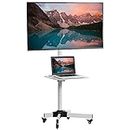 VIVO Mobile TV Cart for 13 to 60 inch Screens up to 55 lbs, LCD LED OLED 4K Smart Flat and Curved Panels, Rolling Stand, Laptop DVD Shelf, Locking Wheels, Max VESA 400x400, White, STAND-TV04MW
