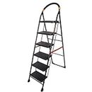 ORRIL,obbo Ladder, Ladder for Home, Ladder 6 Step for Home Steel Foldable, Step Ladder, Steel Folding Step Ladder for Home, Wide Anti-Skid Steps, Milano Steel, 6 Step (Black)
