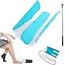 2 Pcs Sock Aid Set, Sock Helper with Retractable Shoe Puller, Pulling Assist Device for Putting Socks Easy On and Off, Seniors, Disabled, Pregnant, Diabetics, Handicapped