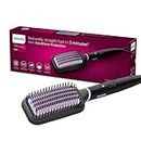 PHILIPS Hair Straightener Brush With Careenhance Technology - Thermoprotect I Keratin Ceramic Bristles I Triple Bristle Design I Everyday Styling | Frizz Free Bouncy Straight Hair In 5 Mins*| Bhh880/10,Black