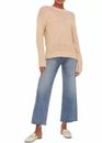 Lush Clothing Women's Long Sleeve Textured Crew Neck Sweater in Taupe Medium
