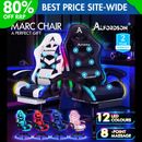 ALFORDSON Chaise Gaming, Chaise de Bureau avec LED et Massant 8 Points