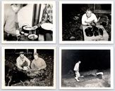 Hombres acampando de la década de 1950 ~ cazadores cocinando ~ gran juego ~ muerte de alces ~ noroeste ~ (4) fotos de colección