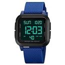 Forrader Mens Sport Digital Watches, Waterproof Outdoor Sport Watch with LED Backlight/Alarm/Countdown Timer/Dual Time/Stopwatch/12/24H Wrist Watches for Men Women Teenager (Black/Blue)