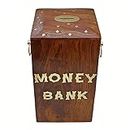 CLASSIC WOOD CARVER Wooden Money Bank - Big Size Piggy Bank for Kids and Adults - 8*5 inch Size Large Money Box