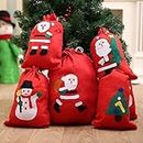 Evisha Large Size 4 Pcs Santa Claus Haversack Bags for Christmas Tree Party Decoration Hanging Red