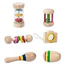 Learnlyrics Rattles, Sensory Educational Baby Toys, Early Education Hand Held Musical Instrument, Wood Hand Rattles Toys, Sensory Toys for Boys & Girls, Babies Aged 0-3 Years Old