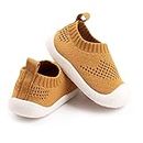 Baby First-Walking Shoes 1-4 Years Kid Shoes Trainers Toddler Infant Boys Girls Soft Sole Non Slip Cotton Canvas Mesh Breathable Lightweight TPR Material Slip-on Sneakers Outdoor, #1 Yellow, 6 US