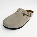 Birkenstock Boston Soft Suede Leather comfort slippers Women' shoes Taupe Narrow