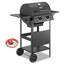 VonHaus Gas BBQ – Barbecue with x2 Gas Burners, Warming Rack, Fold Down Shelves, Temperature Gauge, Wheels, Large Cooking Grill & More – Barbeque that can Grill Meat, Fish & Vegetables