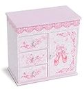 Jewelkeeper Ballerina Musical Jewelry Box with 3 Pullout Drawers, Ballet Slipper Design, Swan Lake Tune
