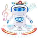 Zest 4 Toyz Dancing Robots for Kids with 3D Lights Sound Musical 360° Body Spinning Birthday Gift - White