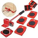 Furniture Lifter Mover Tool Set, Furniture Slider Heavy Duty Furniture Roller, Move Tools Max Up for 150KGS/330 LBS, 360 Degree Rotatable Pads, Easily Redesign and Rearrange Living Space(Red)