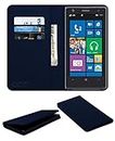 ACM Rich Leather Flip Wallet Front & Back Case Compatible with Nokia Lumia 1020 Mobile Flap Magnetic Cover Blue