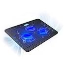 TECKNET Laptop Kühlpads, Laptop Kühler für 12-17 Zoll, Cooling Pad Notebook Cooler Ständer Kühlpad Kühlmatte, 2 USB-Ports, 3 Lüfter mit LEDs(Blue)