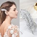Wendalern Novia boda pinzas para el cabello plata cristal horquillas Barrette pluma pelo Barrette Rhinestone Bobby Pins accesorios para el cabello para mujeres y niñas