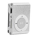 Portable Digital MP3 Player, MiniMP3 BackClip MP3 Music Player with Earphone and USB Cable Support Music, 8GB Memory Card, 5 Hours Playing Time(Silver)