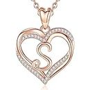 INFUSEU Initial Necklaces for Women Letter S Pendant Rose Gold Jewelry Unique Birthday Gifts for Her