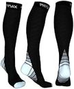 Physix Gear Compression Socks for Men & Women 20-30 mmhg, Best Graduated Athletic Fit for Running Nurses Shin Splints Flight Travel & Maternity Pregnancy - Boost Stamina Circulation & Recovery GRY S/M