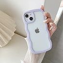 QLTYPRI Compatible with iPhone 11 Pro Max Case, Cute Curly Wave Frame Clear Case for Girls Women, Transparent Soft Silicone TPU Bumper Shockproof Protective Phone Cover for iPhone 11 Pro Max - Purple