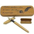 Amore Legno Sforza Stylish Fountain Pen Gift Ideas for Men and Women, Graduation Gifts for Birthday with Motivational Sayings, Bamboo Wood Box (A)