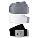 Nike Men's 3 Pack Web, White/Gray/Black, One Size