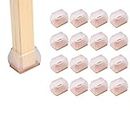 Chair Leg Cups 24 Pcs Floor Protectors for Furniture Leg Caps Covers with Felt Pads Rectangle Protection Cover Transparent Furniture Table Feet Stoppers (24Pcs 32-42mm,Transparente)