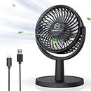 Mini Desk Fan, USB Powered Desktop Fan with 4 Speeds, Small but Powerful Strong Airflow Work Quiet, 310° Adjustment, Portable Personal Air Circulator Fan for DesktopTable Office Bedroom (Black)