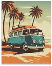 Volkswagen Beach 11x14 Decorative Poster | Vintage VW Bus Wall Art | Beach Life