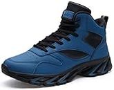 JOOMRA Men's High Top Shoes Blue for Walking Jogging Gym Fitness Travel Lace up High Mid Ankle Cushion Trainer Athletic Tennis Sneakers Size 11