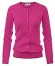 GRACE KARIN Dark Pink Cardigan Sweaters for Women Button Down Lightweight Sweater Jackets Pink X-Large