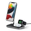 Satechi 3-in-1 Magnetic Wireless Charging Stand – Compatible with iPhone 15 Pro Max/15 Pro/15/15 Plus/ 14 Pro Max/14 Pro/14/14 Plus, Apple Watch Ultra & Series 8/7/SE/6/5/4/3/2/1, AirPods Pro 2/1
