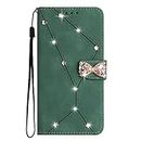 Samsung Galaxy A20e/A10e Case, Bling Glitter Butterfly PU Leather Diamond Shock-Absorption Slim Fit Flip Folio Wallet Phone Case with Card Holder Kickstand Magnetic for Samsung Galaxy A20e/A10e,green