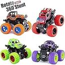 Chigy Wooh 4WD Mini Monster Trucks Friction Powered Cars for Kids Big Rubber Tires Baby Boys Super Cars Blaze Truck Children Gift Toys(Set of 4)