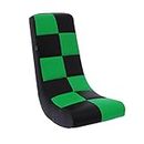 The Crew Furniture Classic Video Rocker Floor Gaming Chair, Kids and Teens, Checkered PU Faux Leather, Black/Green