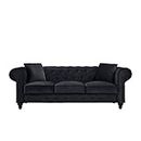 BLACK OAK 3 Seater Chesterfield Sofa Set for Living Room Furniture (Black, Standard)