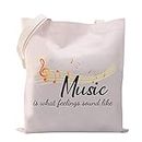 VAMSII Music Lover Gifts Music Makeup Bag Music is what Feelings Sound like Music Teacher Gifts Musician Gifts Zipper Pouch, Tote, Large